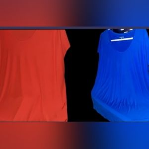 Lot of 2 Lands End Women’s U neck Jersey Tees Size 1x